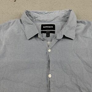 Bonobos Shirt Mens XL Blue Geometric Short Sleeve Button Front Casual Pattern